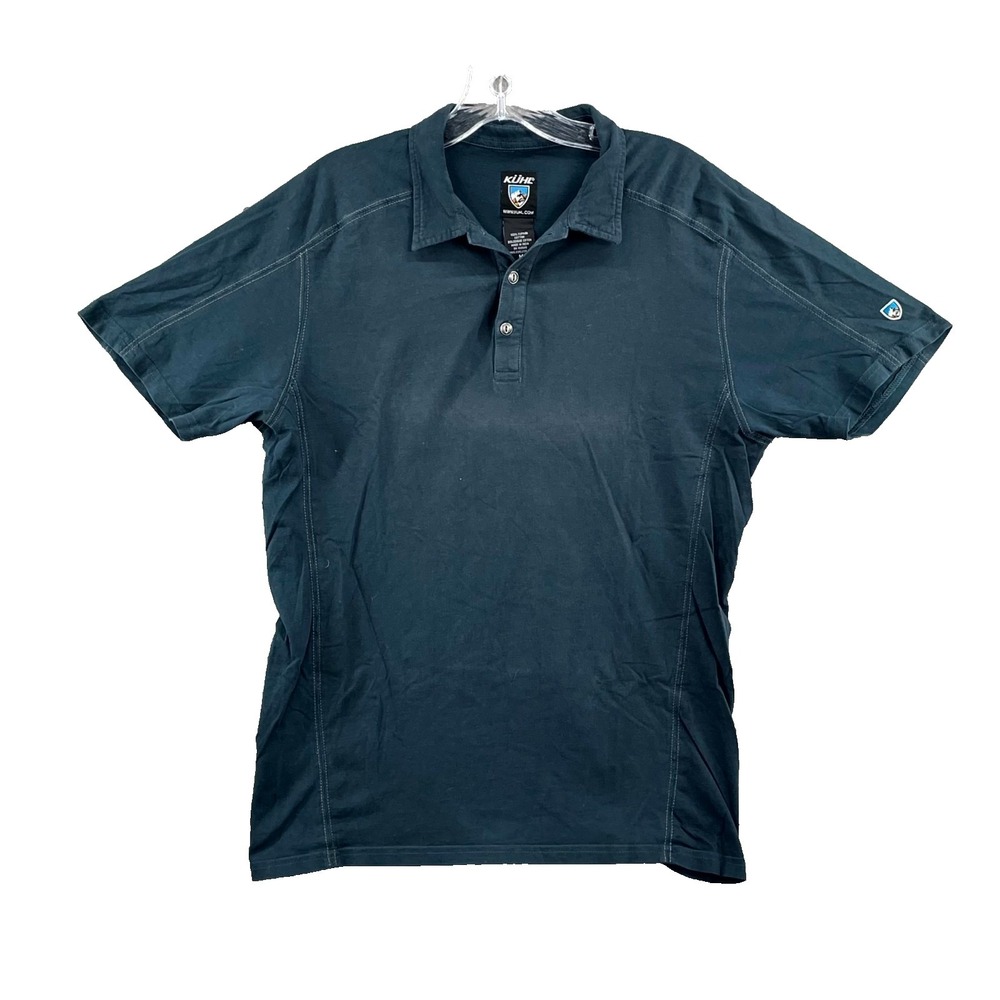 Kuhl Wayfarer Polo Shirt Mens Medium Blue Golf Performance Travel Gorpcore Sport